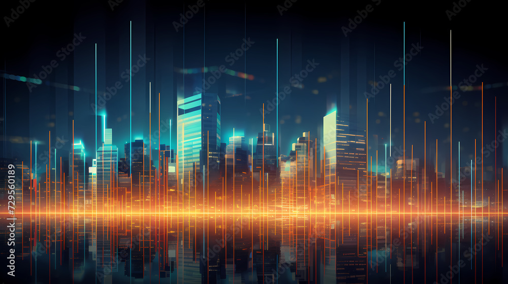 Fototapeta premium Stock market chart line concept, business chart on stock market background