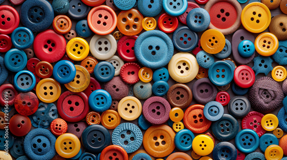 Sewing buttons background. Colorful sewing buttons texture  - obrazy, fototapety, plakaty 