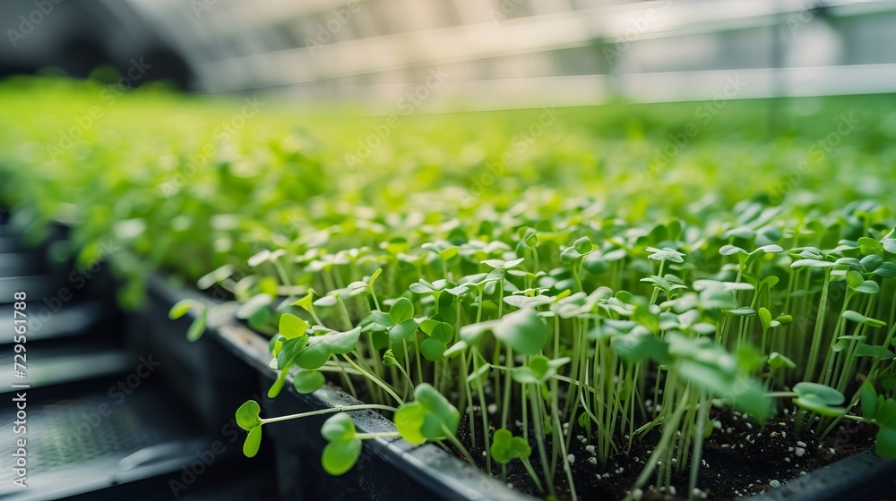 plants seeds of micro greens close-up in a modern greenhouse. Healthy diet plants seeds of micro greens close-up in a modern greenhouse. Healthy diet