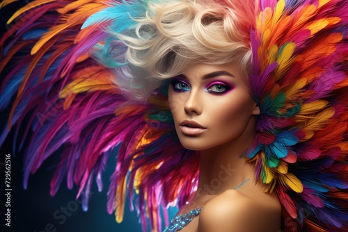 Beauty model girl with colorful dyed hair. Haircut. Colorful hair. Portrait of a beautiful girl with dyed hair, professional hair coloring. Hair coloring © inna717