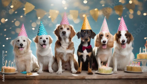 adorable team of birthday pets of different breeds © Jayla