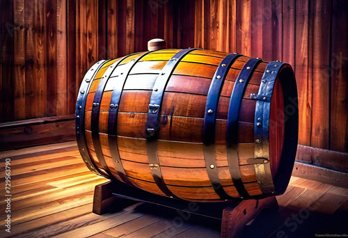 Old wooden wine barrel