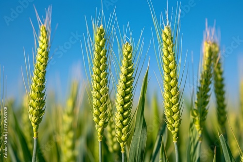 Spikelets of the harvest. Background with selective focus and copy space
