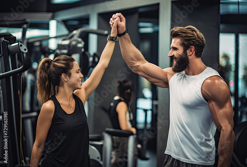 A Man and a Woman Holding Hands in a Gym