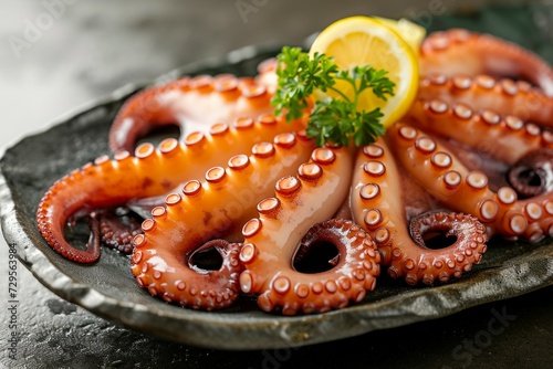 Octopus in cooking. Background with selective focus and copy space