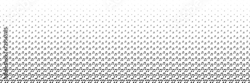 horizontal black halftone of musical note design for pattern and background.