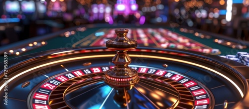 Roulette wheel casino on light illumination. AI generated image