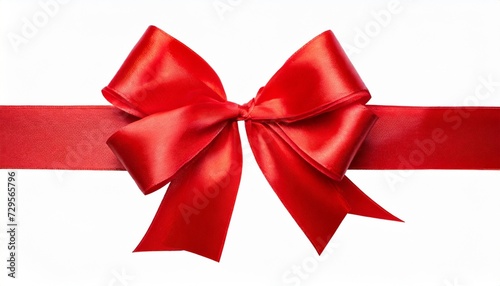 ribbon big red ribbon with bow with tails on white background with clipping path