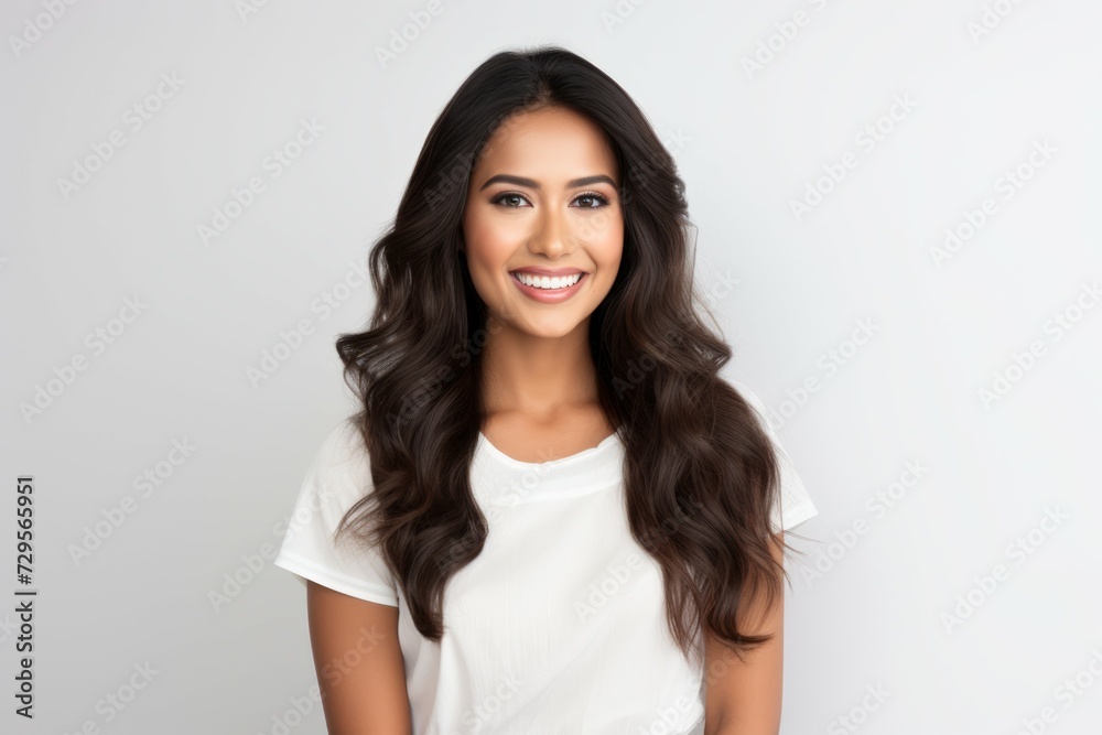 Portrait of a woman. Background with selective focus and copy space Portrait of a woman. Background with selective focus and copy space