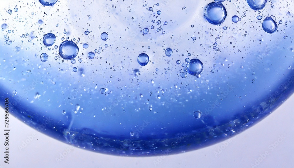 glycerin gel texture blue serum toner drop on white background liquid gel moisturizer with bubbles macro
