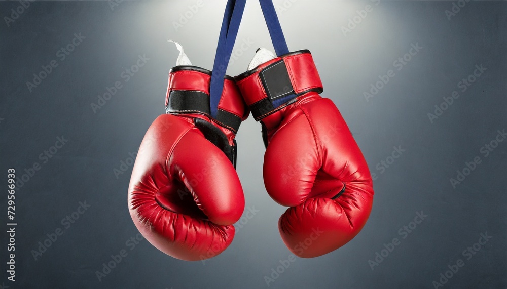 pair of red boxing gloves hanging