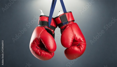 pair of red boxing gloves hanging