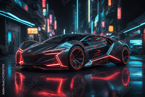 Futuristic car vehicle at night in city © Zsolt Biczó