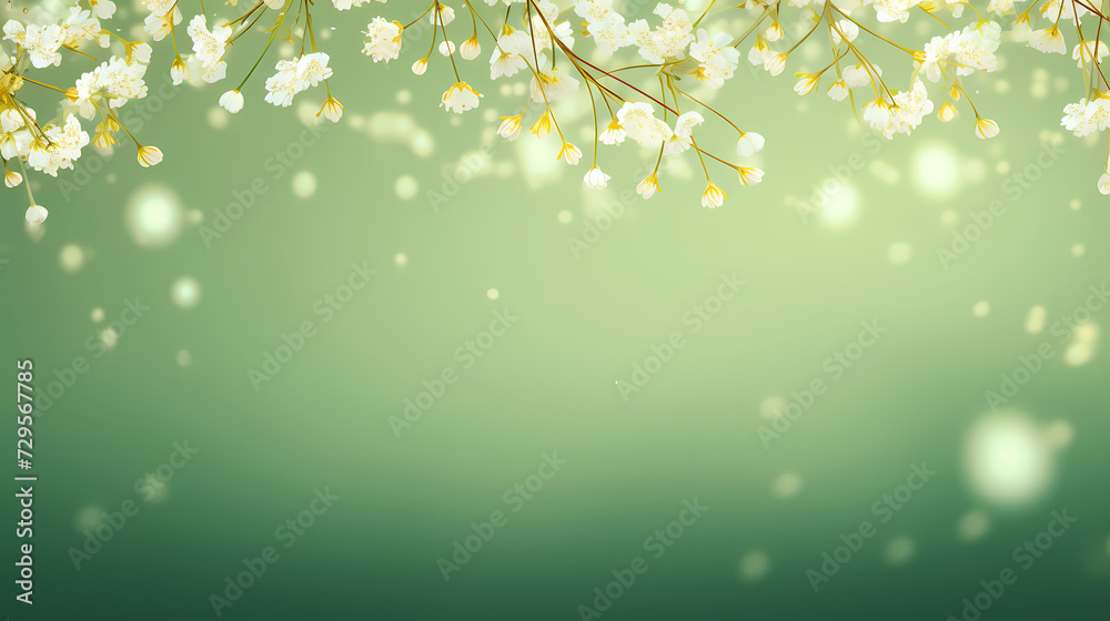 Spring season, vibrant green background