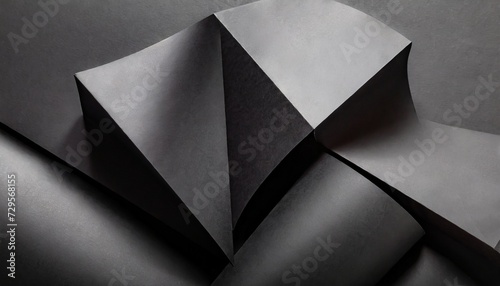 geometric shapes of black paper composition abstract
