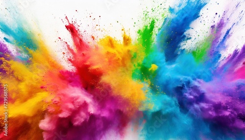 colorful rainbow holi paint color powder explosion white wide panorama background © Ryan
