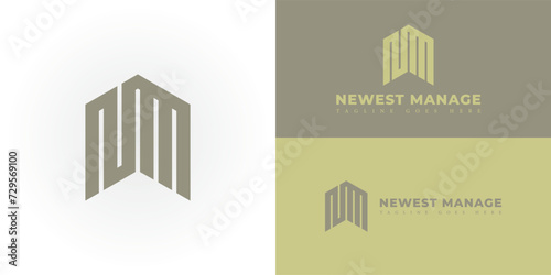 Abstract initial letter NM or MN logo in yellow isolated in white background applied for construction management services logo also suitable for the brands or companies have initial name MN or NM photo