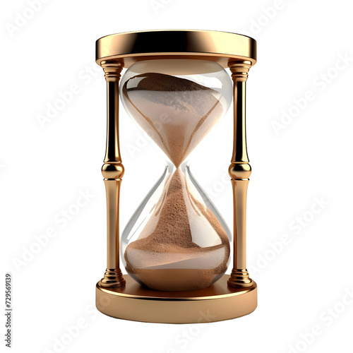 3D Rendering of a Brass Hourglass on Transparent Background - Ai Generated