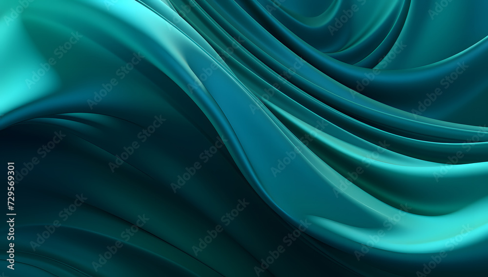 Obraz premium Teal Silk Fabric Flowing.