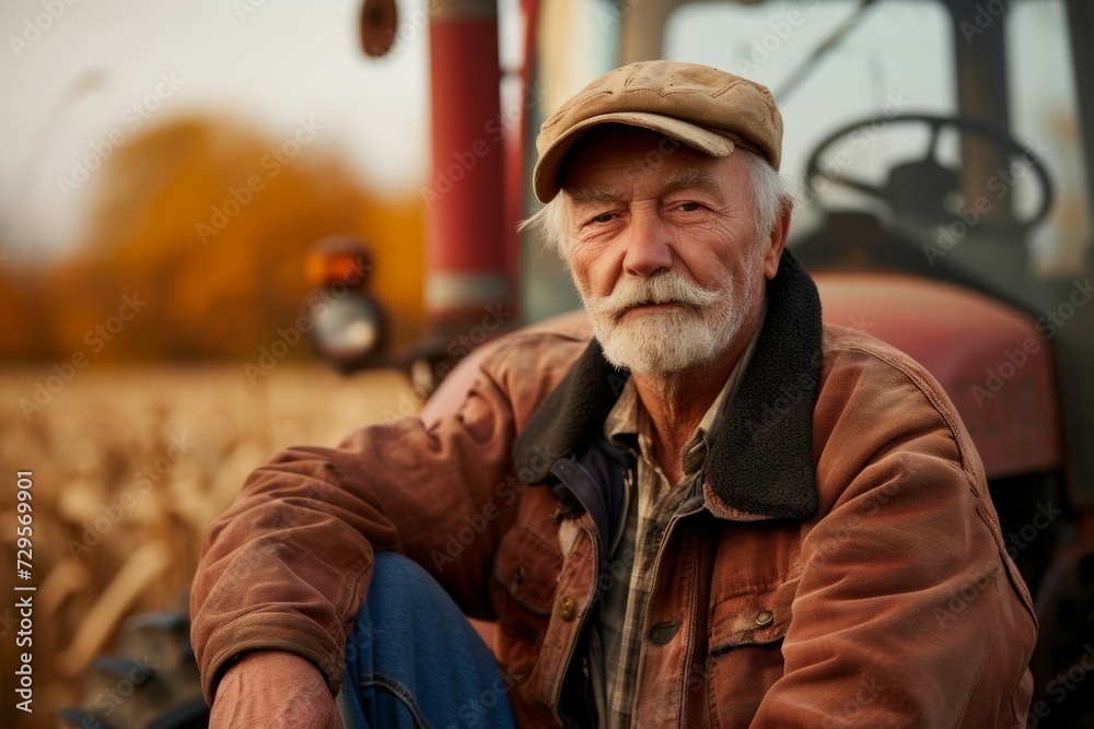Portrait of a male farmer. Backdrop with selective focus and copy space Portrait of a male farmer. Backdrop with selective focus and copy space