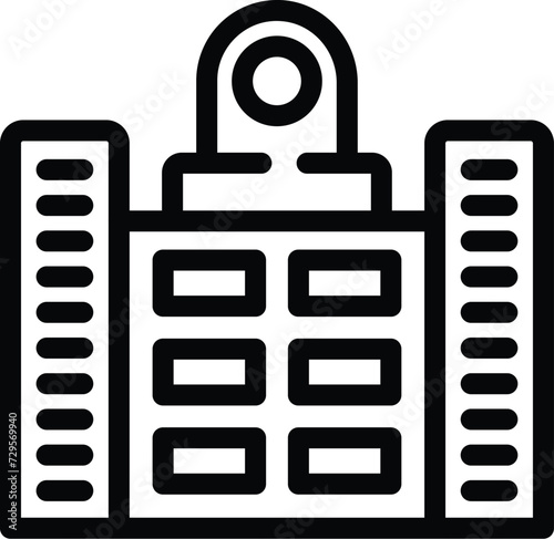 Culture center building icon outline vector. Surfboard design. City template