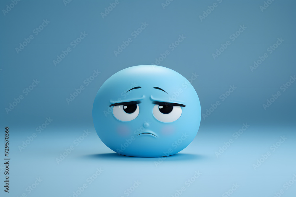 Fototapeta premium Light blue ambiance with a poignant emoji face, embodying the essence of 'Blue Monday Generative AI,