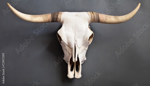 bull skull top view isolated photo