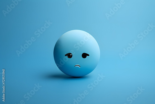 Sad emoji face on a serene light blue background, portraying the 'Blue Monday' concept  Generative AI,