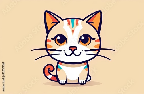 Cute ginger kitten on a background. illustration with a pet cat © Irina