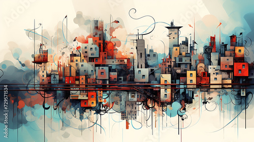 A surreal cityscape lines, a modern and artistic background