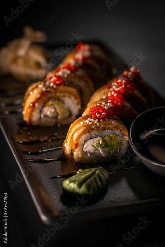 Close-up of rolls on a plate