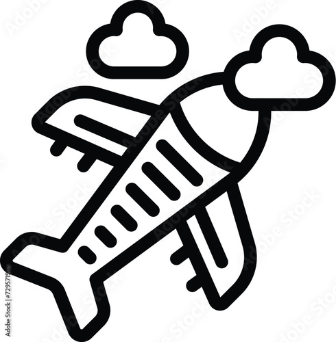 Airplane travel flight icon outline vector. Art famous. Surfboard urban center