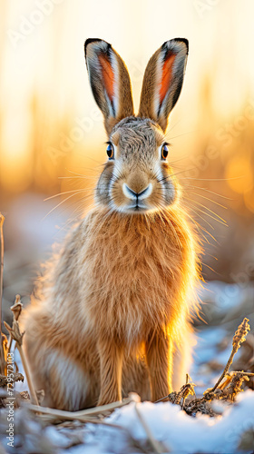 Brown hare in close up