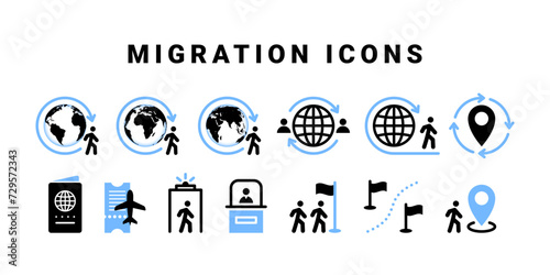 Migration icon set. Vector icons