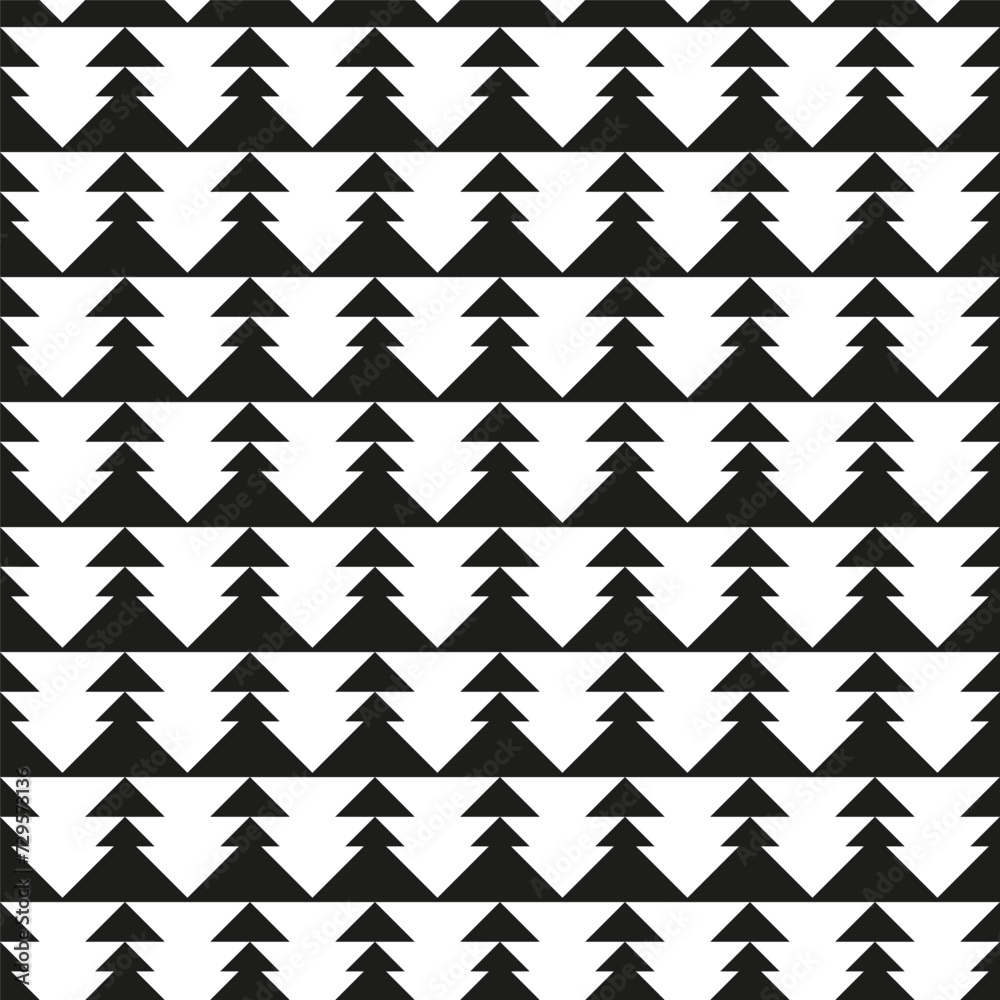 Seamless geometric black and white pattern of triangles