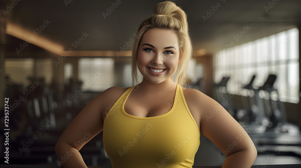 A radiant woman exudes confidence as she poses for a photo shoot, her beaming smile framed by her sleeveless shirt and accentuated by the stylish indoor wall behind her