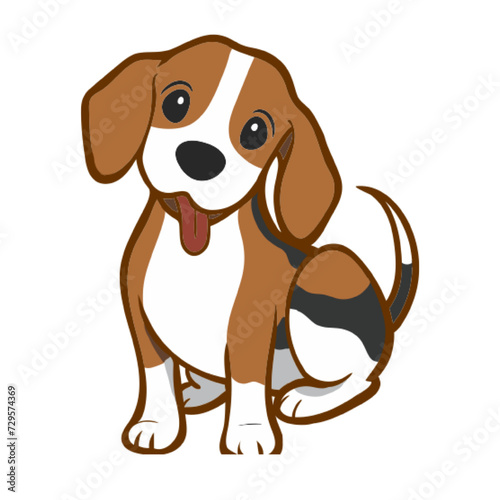 Vector cute little dog cartoon isolated on white Background  