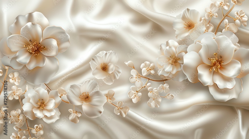 3d background with luxury beautiful white flowers, silk background for wall print, and ceiling wallpaper 3d background with luxury beautiful white flowers, silk background for wall print, and ceiling wallpaper