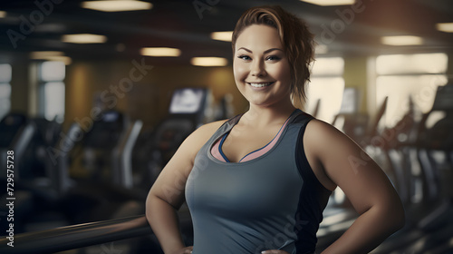A determined woman in workout attire smiles as she lifts weights in the gym  showcasing her physical strength and dedication to fitness