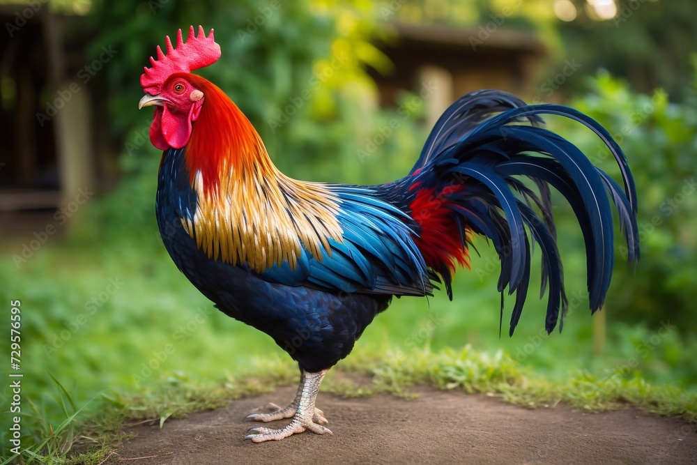Colorful free range male rooster
