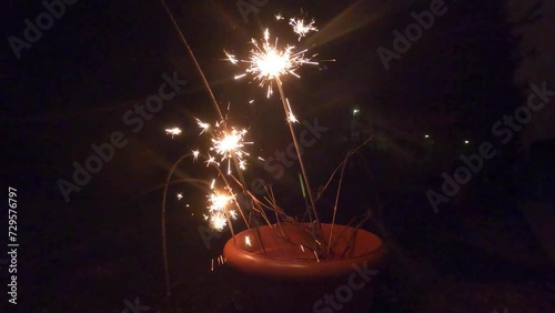 pyrotechnics and smoke and sparks