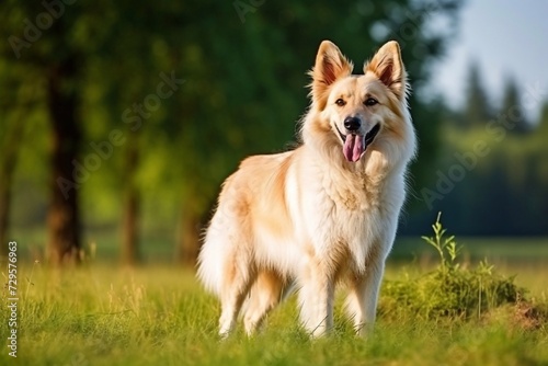 Purebred dog, standing on the green grass  © Ирина Курмаева