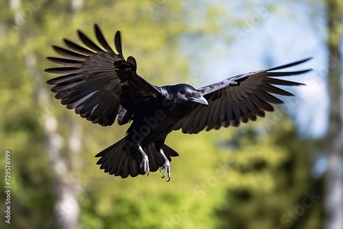 Rook in flying, Corvus frugilegus
 photo