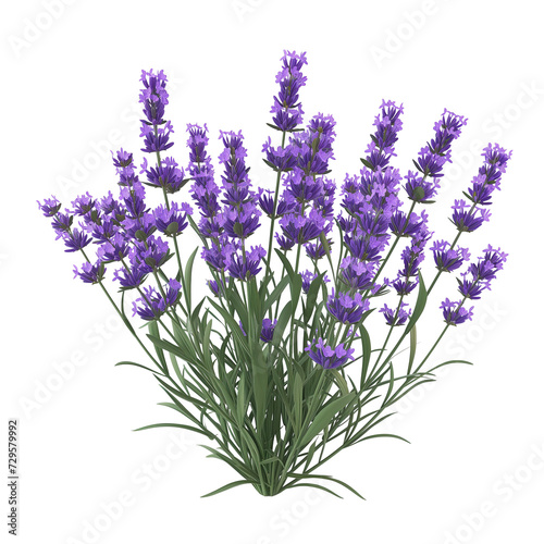 Fototapeta Naklejka Na Ścianę i Meble -  3d illustration cartoon Lavender flowers bunch on transparent background