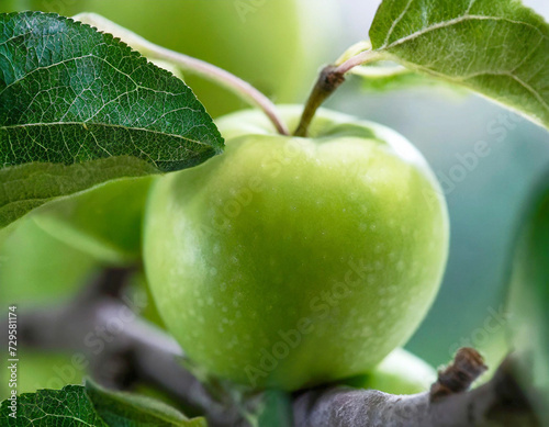 Close Up of a Green Granny Apple 