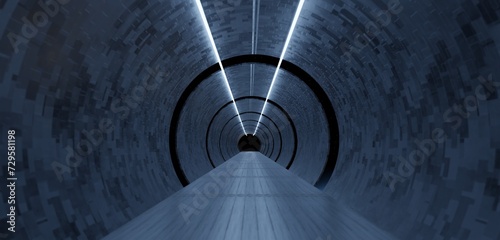 Fotografija Laser light tunnels sci fi pipes neon lit archways 3D illustration