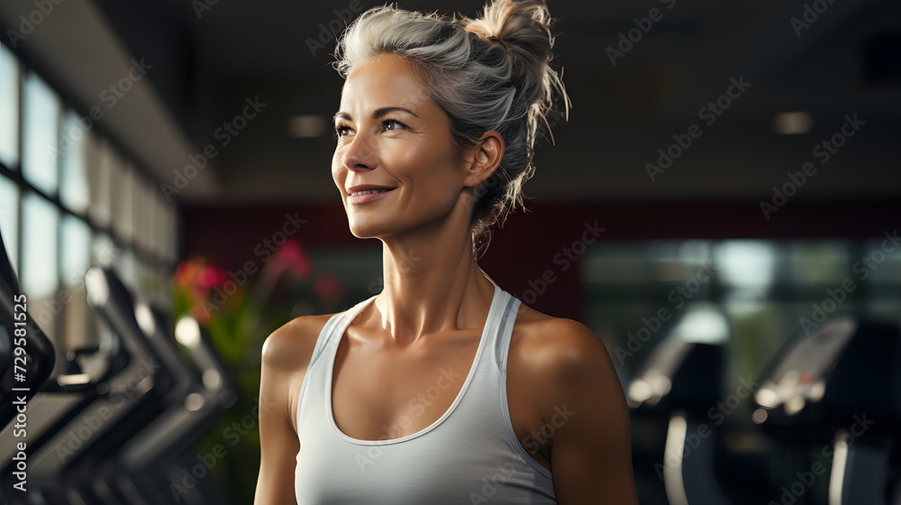 A stylish lady with flowing hair and a captivating human face wears a white tank top, exuding confidence and grace as she poses for the camera indoors