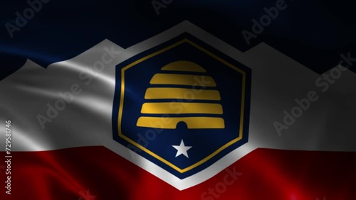 Utah State Waving Flag. Flag of Utah Waving Animation. photo