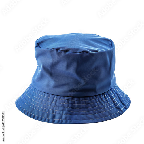 blue color bucket hat isolated on transparent background