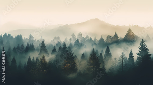 Forest landscape, exotic foggy forest © Derby